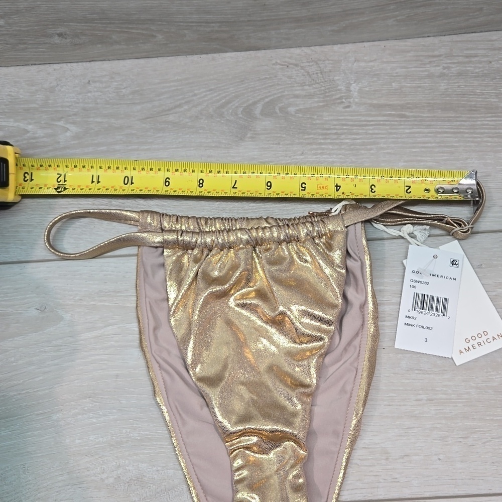 NWT Good American Mink Foil Metallic Swim bottom sz 3/L - Picture 3 of 8